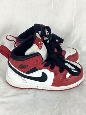 Nike Air Jordan 1 Mid TD Chicago Red 2020 Toddler Shoes Size 7C 640735-173